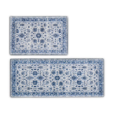 Linery Matra 2-pc. Traditional Floral Washable Skid Resistant Indoor Rectangular Set
