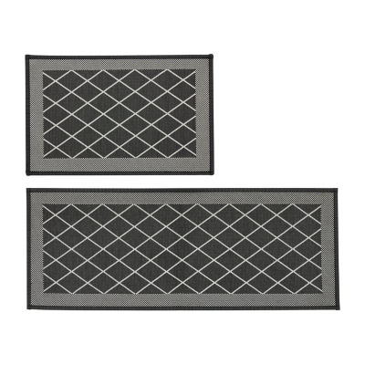 Linery Lysandra 2-pc. Woven Trellis Washable Skid Resistant Indoor Rectangular Rug Set