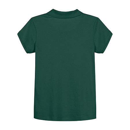 IZOD Little & Big Girls Short Sleeve Polo Shirt, 14.5/16.5 Plus, Green