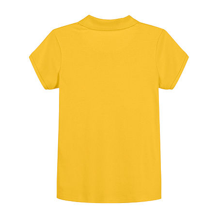 IZOD Little & Big Girls Short Sleeve Polo Shirt, 7-8, Yellow