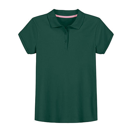 IZOD Little & Big Girls Short Sleeve Polo Shirt, 14.5/16.5 Plus, Green