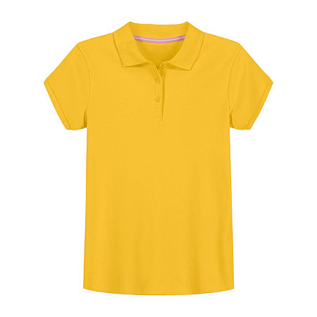 IZOD Little & Big Girls Short Sleeve Polo Shirt, 7-8, Yellow