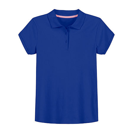 IZOD Little & Big Girls Short Sleeve Polo Shirt, 14.5/16.5 Plus, Blue