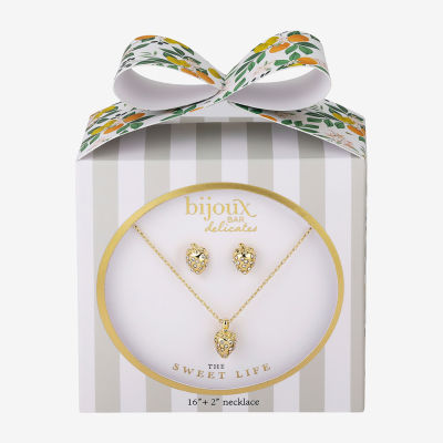 Bijoux Bar Delicates Delicates Strawberry Crystal Gold Tone Round 2-pc. Jewelry Set