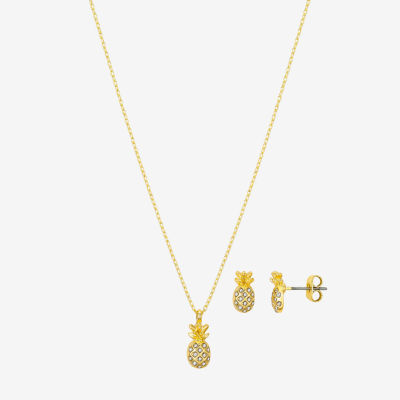 Bijoux Bar Delicates Gold Tone Pineapple Crystal Gold Tone 2-pc. Jewelry Set