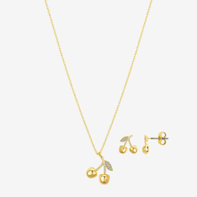 Bijoux Bar Delicates Gold Tone Crystal Gold Tone Cherries 2-pc. Jewelry Set