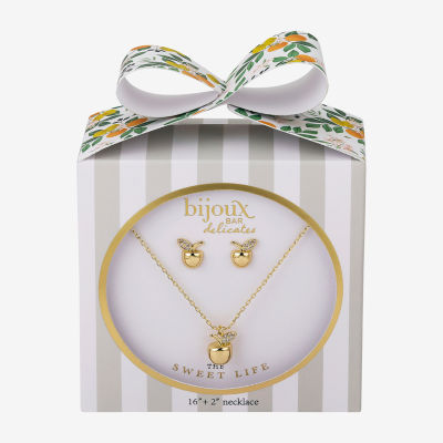 Bijoux Bar Delicates Delicates Apple Crystal Gold Tone 2-pc. Jewelry Set
