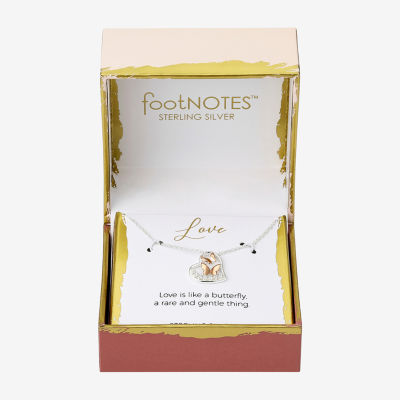 Footnotes Womens Cubic Zirconia Sterling Silver Butterfly Heart 16 Inch Pendant Necklace