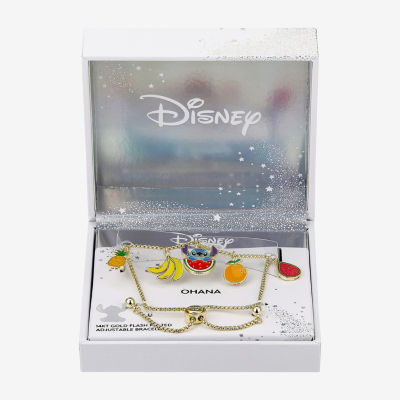 Disney Classics Womens 10K Gold Over Brass Lilo & Stitch Charm Bracelet