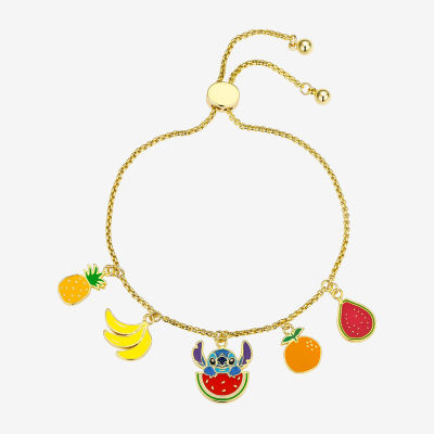 Disney Classics Womens 10K Gold Over Brass Lilo & Stitch Charm Bracelet