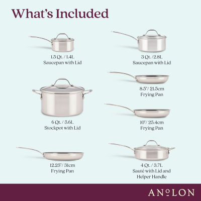 Anolon Everlast Stainless Steel Ceramic 11-pc. Cookware Set