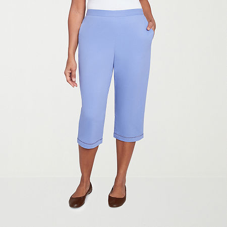 Alfred Dunner Santa Fe Womens Stretch Fabric Straight Straight Fit Capri Pant, 6 Petite, Purple