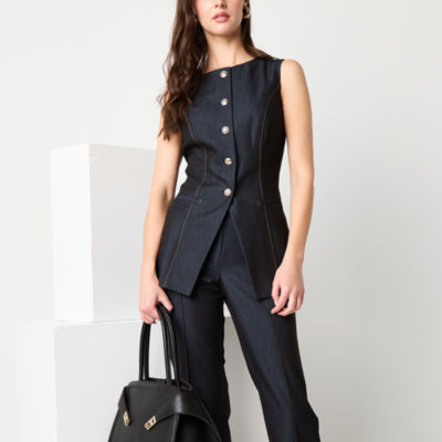 Worthington Womens Faux Denim Vest