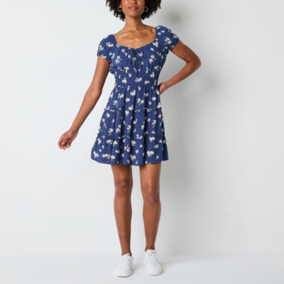 by&by Womens Floral Fit + Flare Dress Juniors