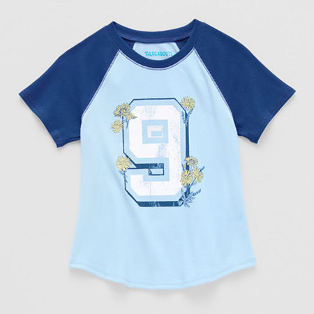 Thereabouts Little & Big Girls Round Neck Short Sleeve T-Shirt, Large (14), Blue