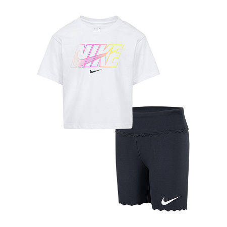 Nike Little Girls 2-pc. Short Set, 6x, White