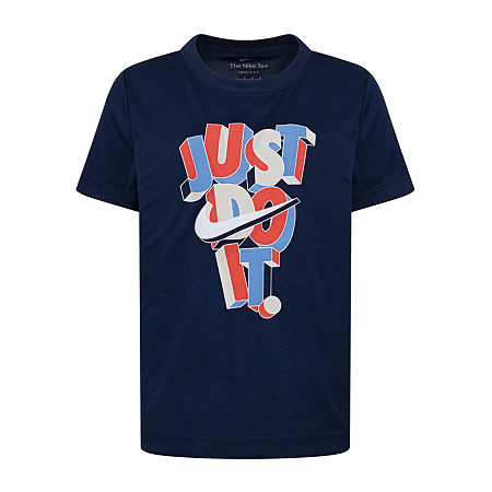 Nike Little Boys Dri-Fit Crew Neck Short Sleeve Graphic T-Shirt, 6, Blue