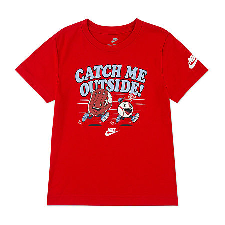 Nike Little Boys Crew Neck Short Sleeve Graphic T-Shirt, 5, Red