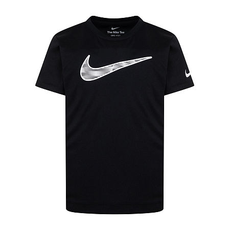 Nike Little Boys Dri-Fit Crew Neck Short Sleeve Graphic T-Shirt, 5, Black