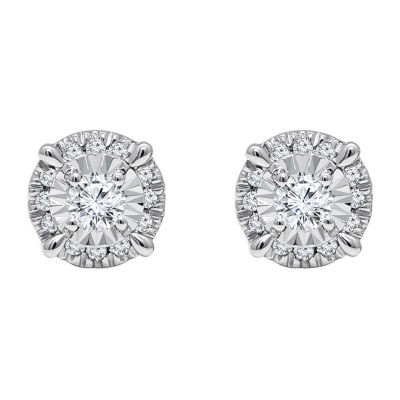 1/2 CT. T.W. Mined White Diamond 10K White Gold Round Stud Earrings