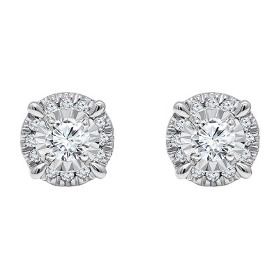 1 CT. T.W. Genuine White Diamond 10K White Gold Stud Earrings