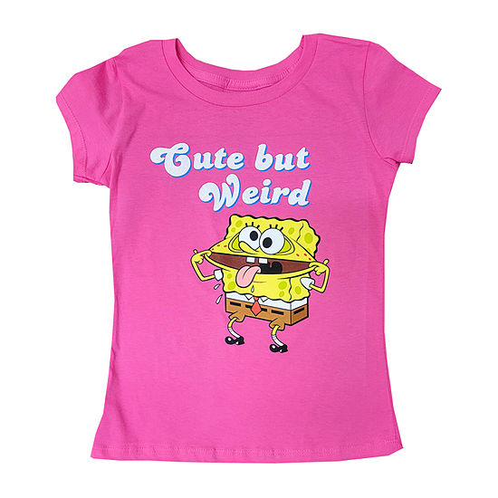 Little & Big Girls Crew Neck Spongebob Short Sleeve Graphic T-Shirt