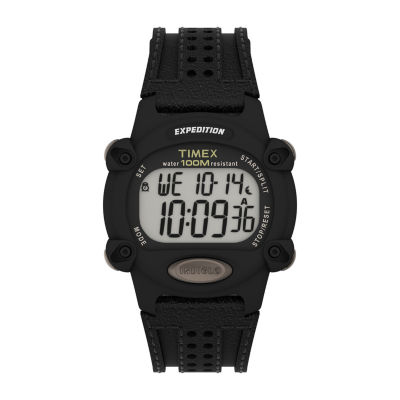 Timex Mens Black Leather Strap Watch Tw4b20400jt