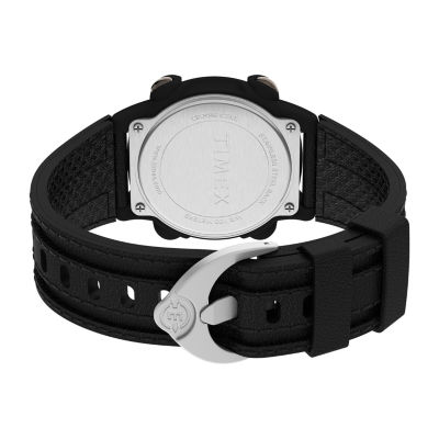 Timex Mens Black Leather Strap Watch Tw4b20400jt