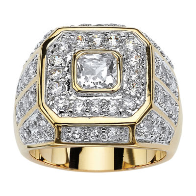 Mens 2 1/3 CT. T.W. White Cubic Zirconia 14K Gold Over Brass Fashion ...