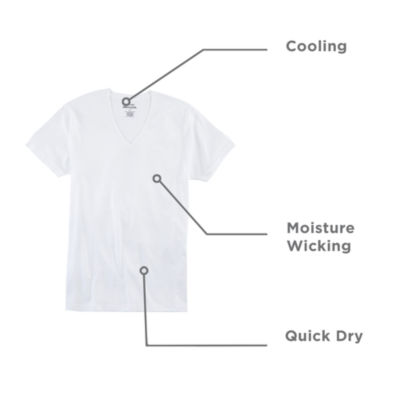 Stafford Dry + Cool Mens 4 Pack Short Sleeve V Neck Moisture Wicking T-Shirt Tall