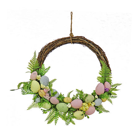 National Tree Co. 16 Eggs And Ferns Wreath, One Size, Green