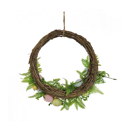 National Tree Co. 16 Eggs And Ferns Wreath, One Size, Green