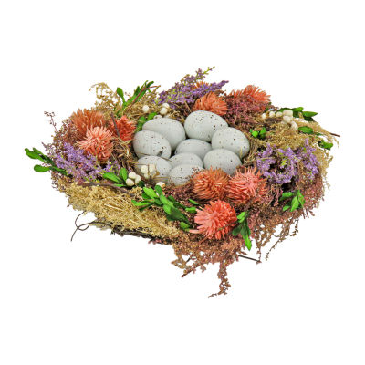 National Tree Co. 10 Floral Bird’S Nest Easter Tabletop Decor