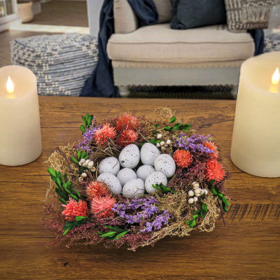 National Tree Co. 10 Floral Bird’S Nest Easter Tabletop Decor