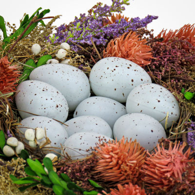 National Tree Co. 10 Floral Bird’S Nest Easter Tabletop Decor