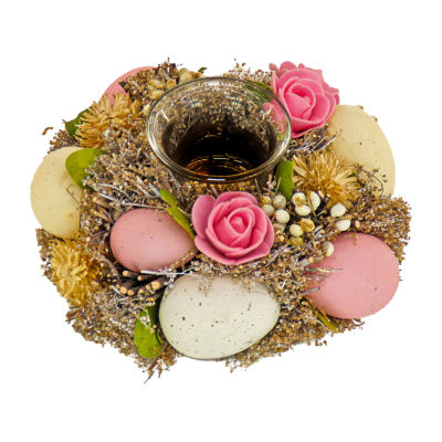 National Tree Co. 7 Floral And Eggs Candle Holder