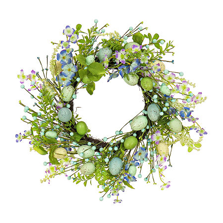 National Tree Co. Flowering Blue Wreath, One Size, Blue