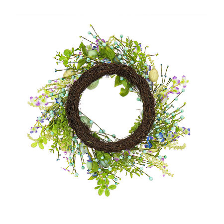 National Tree Co. Flowering Blue Wreath, One Size, Blue