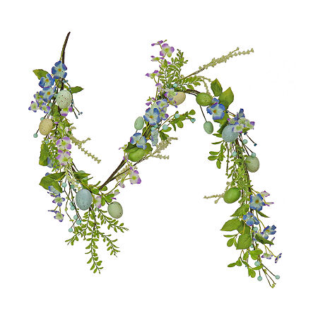 National Tree Co. 60 Flowering Blue Christmas Garland, One Size, Blue