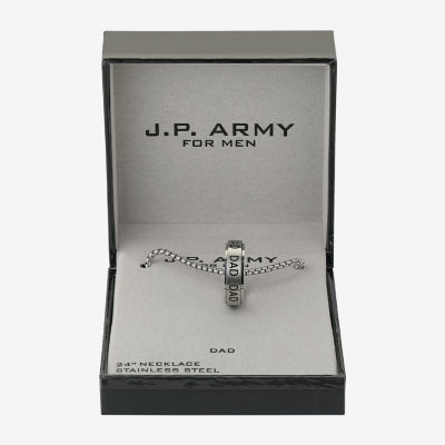 J.P. Army Men's Jewelry Dad Stainless Steel 24 Inch Box Round Pendant Necklace
