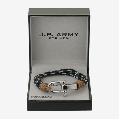 J.P. Army Men's Jewelry Pure Silver Over Brass 8 1/2 Inch Box Cord Bracelet