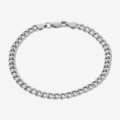 Made In Italy Sterling Silver Hollow Curb Ankle Bracelet