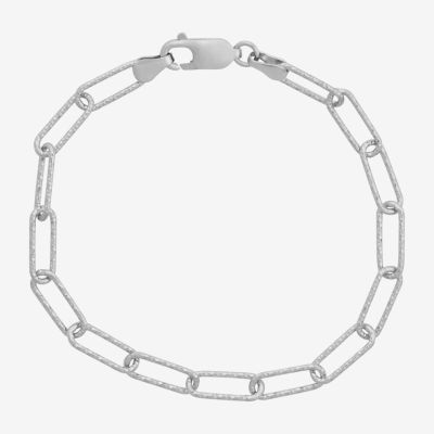 Made In Italy Sterling Silver Solid Paperclip Ankle Bracelet JCPenney