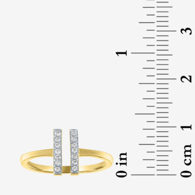 Diamond Addiction Dobule Bar Open Edge 1/10 CT.T.W. Natural Diamond Bar Band in 14K Gold Over SIlver or Sterling SIlver