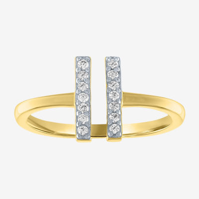 Diamond Addiction Dobule Bar Open Edge 1/10 CT.T.W. Natural Diamond Bar Band in 14K Gold Over SIlver or Sterling SIlver