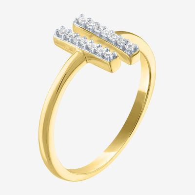 Diamond Addiction Dobule Bar Open Edge 1/10 CT.T.W. Natural Diamond Bar Band in 14K Gold Over SIlver or Sterling SIlver