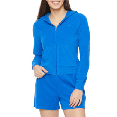Juicy By Juicy Couture Towel Terry Womens Long Sleeve Zipper Hoodie