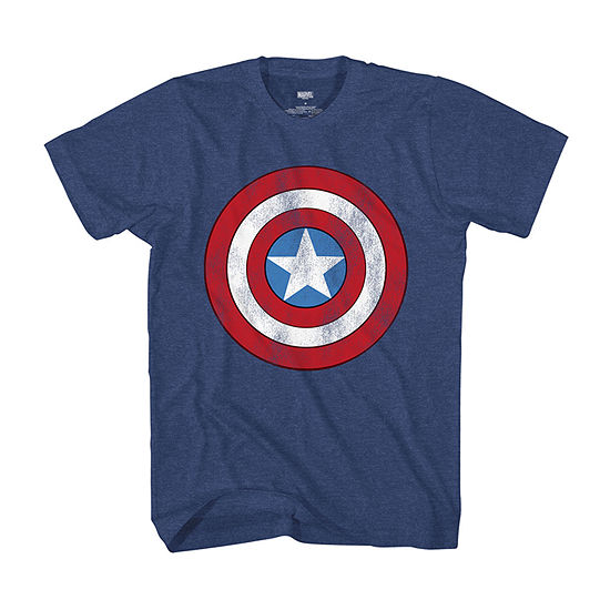 Mens Crew Neck Short Sleeve Regular Fit Americana Captain America Marvel Graphic T-Shirt