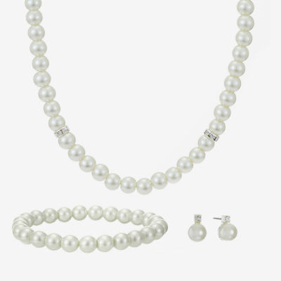 Monet Jewelry Collar Necklace, Stretch Bracelet And Stud Earring 3-pc. Simulated Pearl Jewelry Set