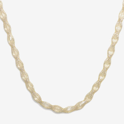 Made in Italy Womens 18 Inch White Cubic Zirconia 10K Gold Link Necklace